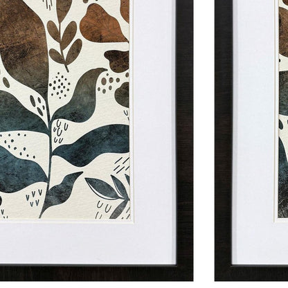 Set Of Two Dyed Fall Brown Framed Wall Art