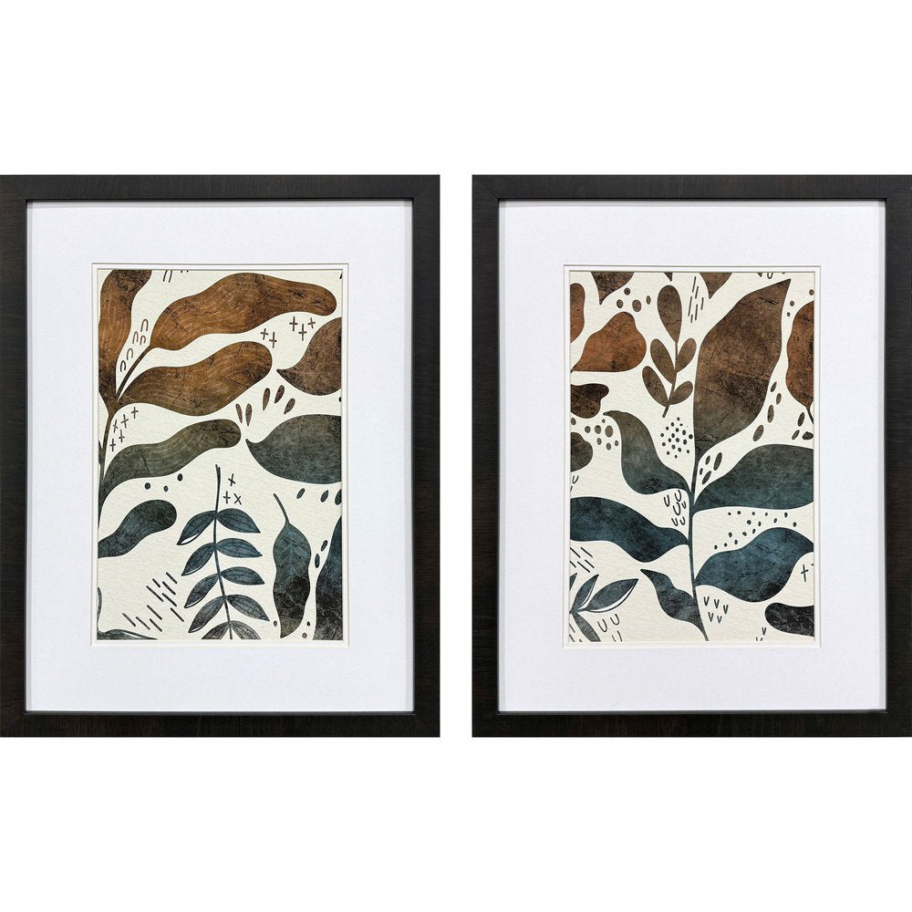 Set Of Two Dyed Fall Brown Framed Wall Art