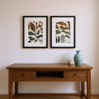 Set Of Two Dyed Fall Brown Framed Wall Art