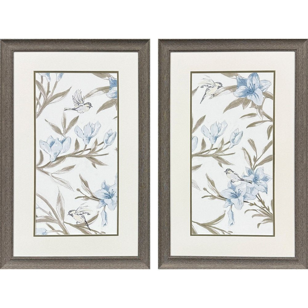 Set Of Two Blue Flower Beauty Brown Framed Wall Art HomeRoots