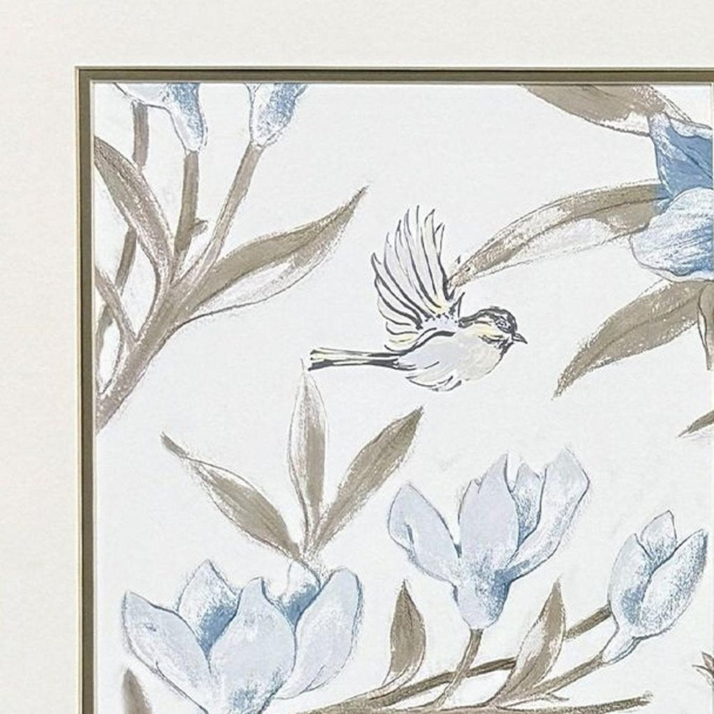 Set Of Two Blue Flower Beauty Brown Framed Wall Art HomeRoots