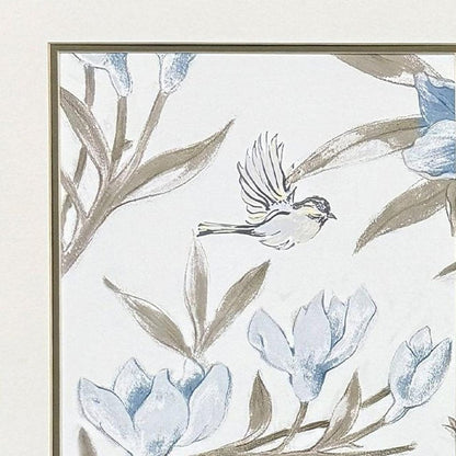 Set Of Two Blue Flower Beauty Brown Framed Wall Art HomeRoots