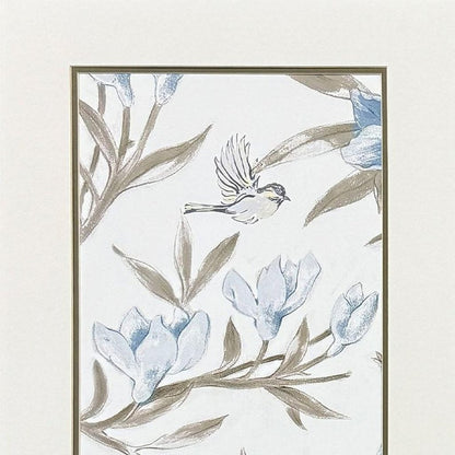 Set Of Two Blue Flower Beauty Brown Framed Wall Art