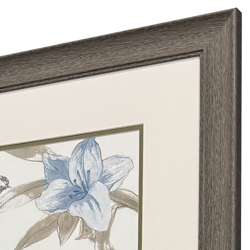 Set Of Two Blue Flower Beauty Brown Framed Wall Art HomeRoots