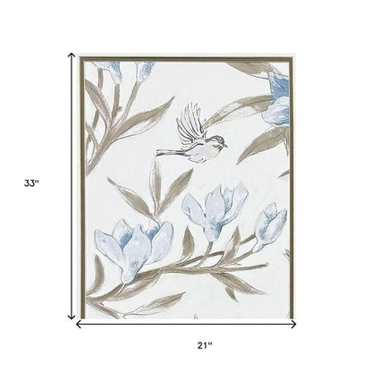 Set Of Two Blue Flower Beauty Brown Framed Wall Art