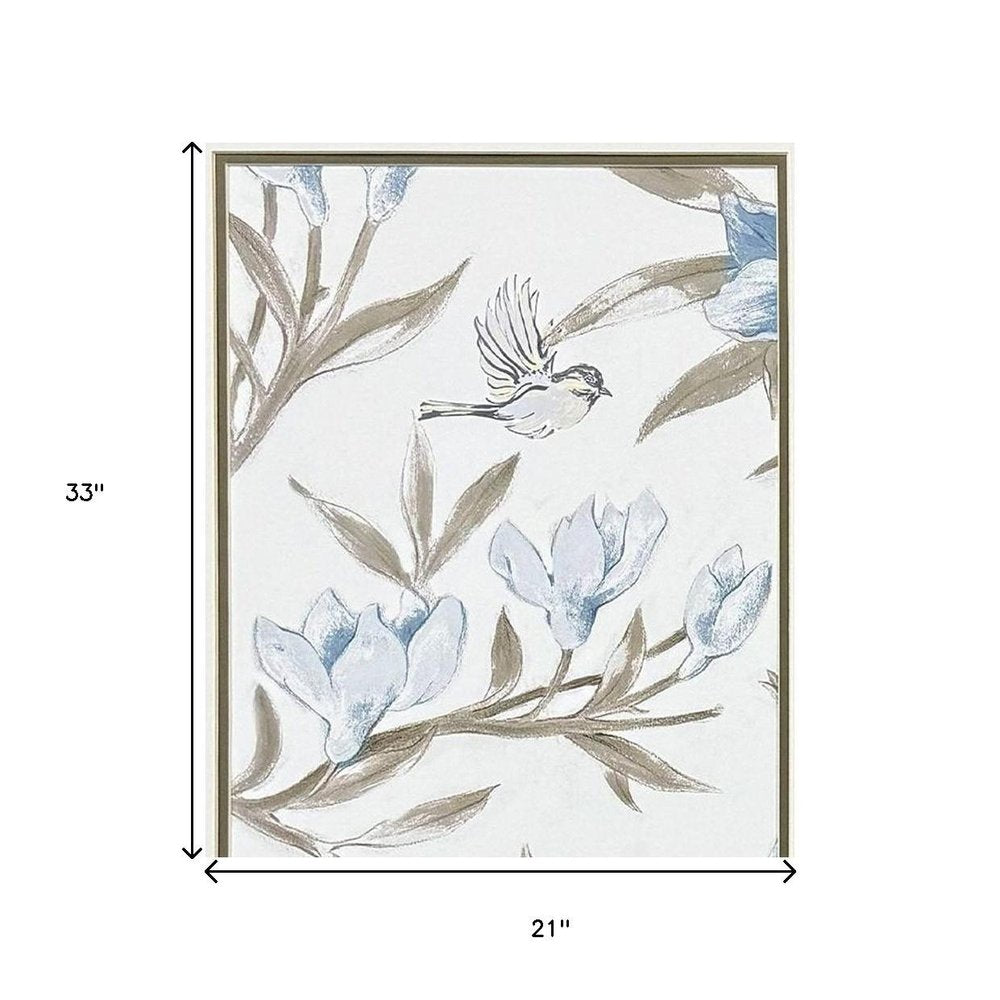 Set Of Two Blue Flower Beauty Brown Framed Wall Art HomeRoots