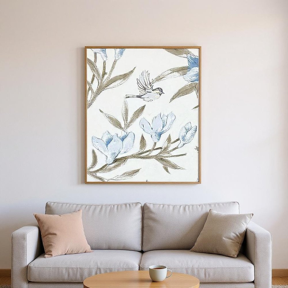 Set Of Two Blue Flower Beauty Brown Framed Wall Art HomeRoots