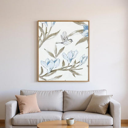 Set Of Two Blue Flower Beauty Brown Framed Wall Art HomeRoots