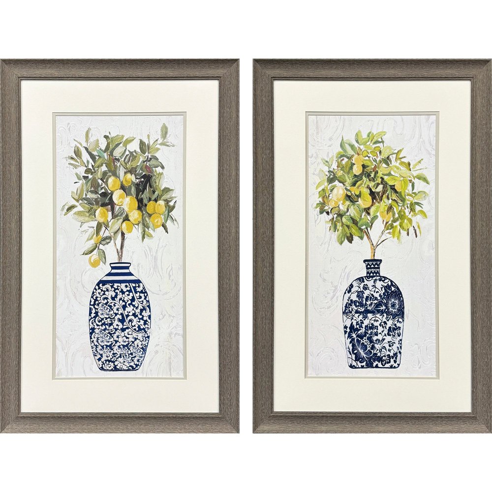Set Of Two Lemon Tree Pot Brown Framed Wall Art HomeRoots