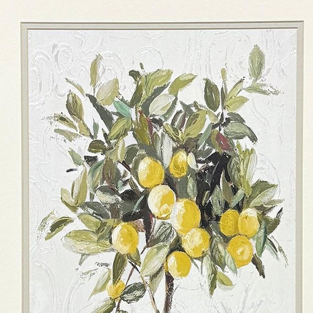 Set Of Two Lemon Tree Chinoiserie Pot Brown Framed Wall Arts