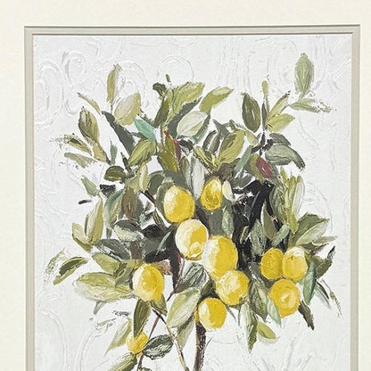 Set Of Two Lemon Tree Chinoiserie Pot Brown Framed Wall Arts