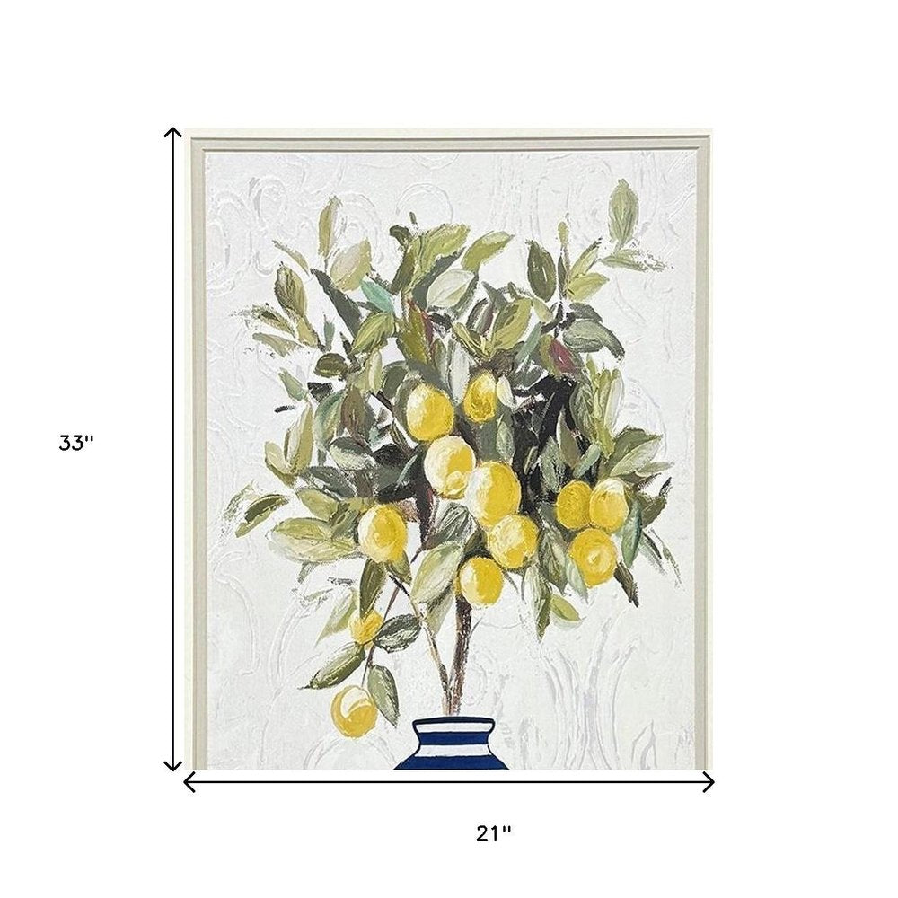 Set Of Two Lemon Tree Chinoiserie Pot Brown Framed Wall Arts