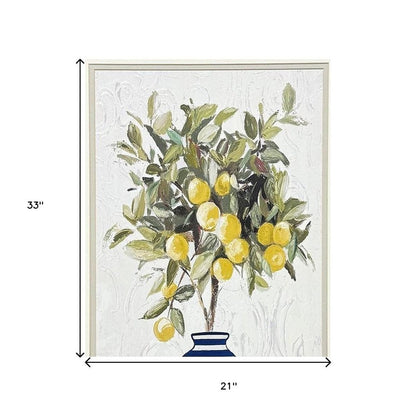 Set Of Two Lemon Tree Chinoiserie Pot Brown Framed Wall Arts
