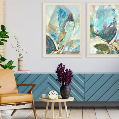 Aqua Leaf I Distressed White Framed Wall Art HomeRoots