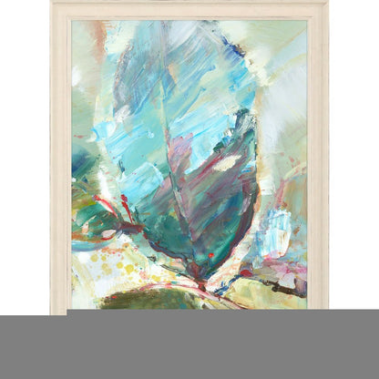 Aqua Leaf II Distressed White Framed Wall Art HomeRoots