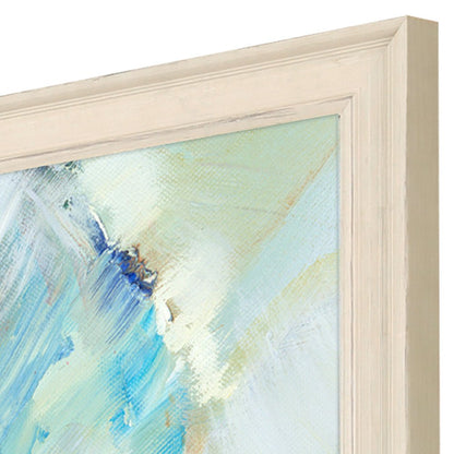 Aqua Leaf II Distressed White Framed Wall Art