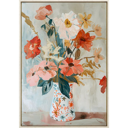 Spring Soiree 1 Distressed White Floater Frame Wall Art