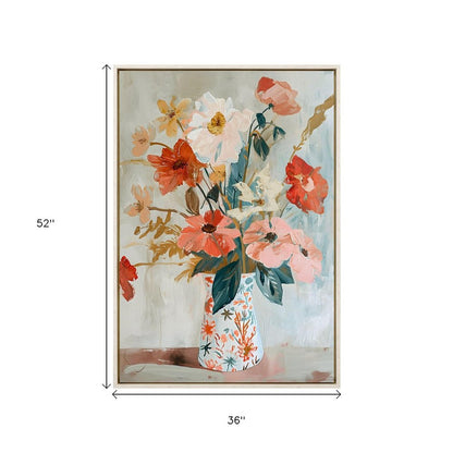 Spring Soiree 1 Distressed White Floater Frame Wall Art