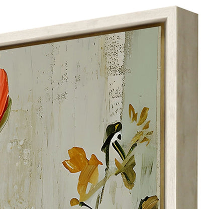 Spring Soiree 2 Distressed White Floater Frame Wall Art