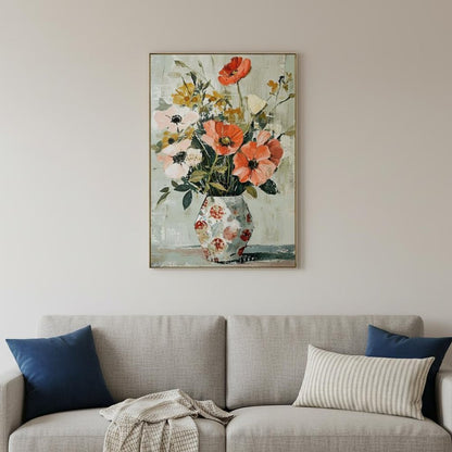 Spring Soiree 2 Distressed White Floater Frame Wall Art