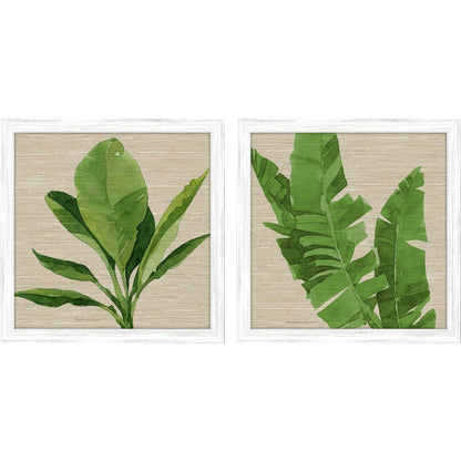 Set Of Two Palm Isle I Distressed White Framed Wall Art HomeRoots