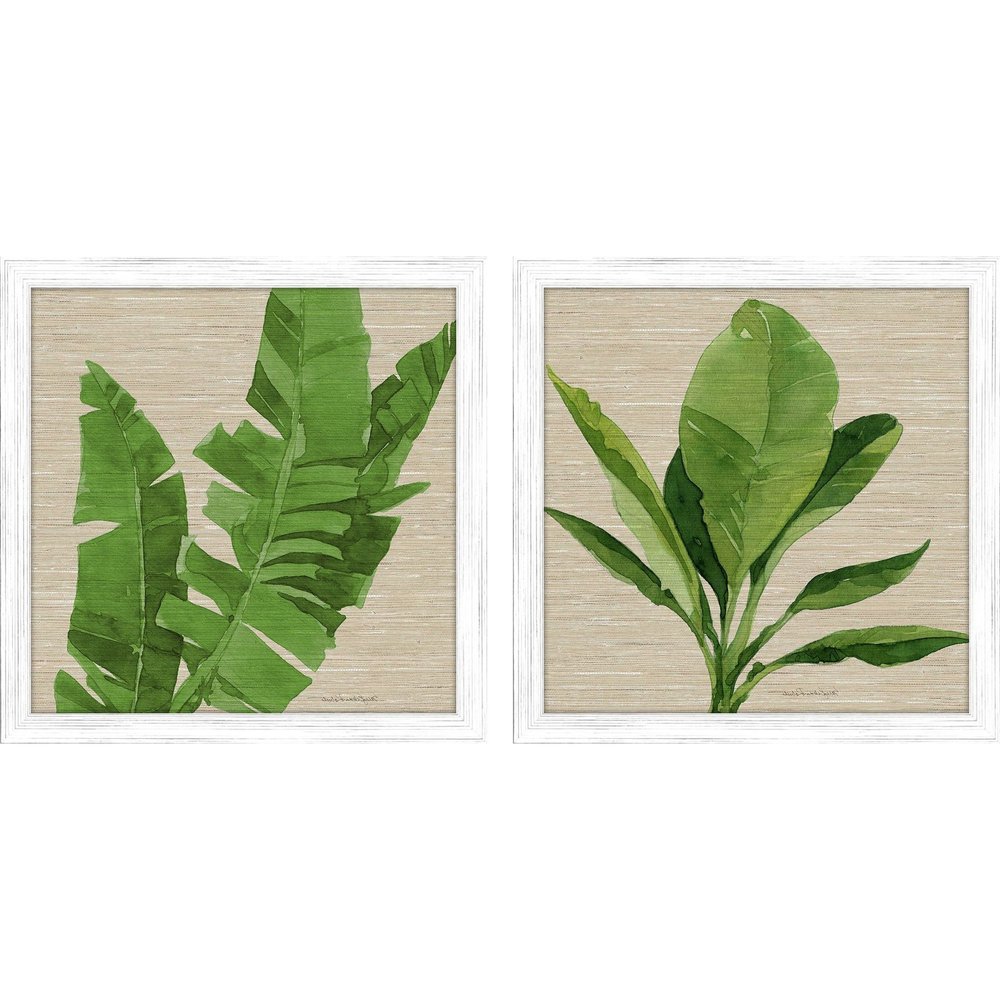 Set Of Two Palm Isle I Distressed White Framed Wall Art HomeRoots