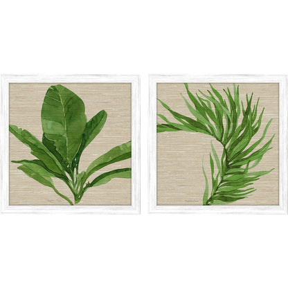 Set Of Two Palm Isle II Distressed White Framed Wall Art HomeRoots