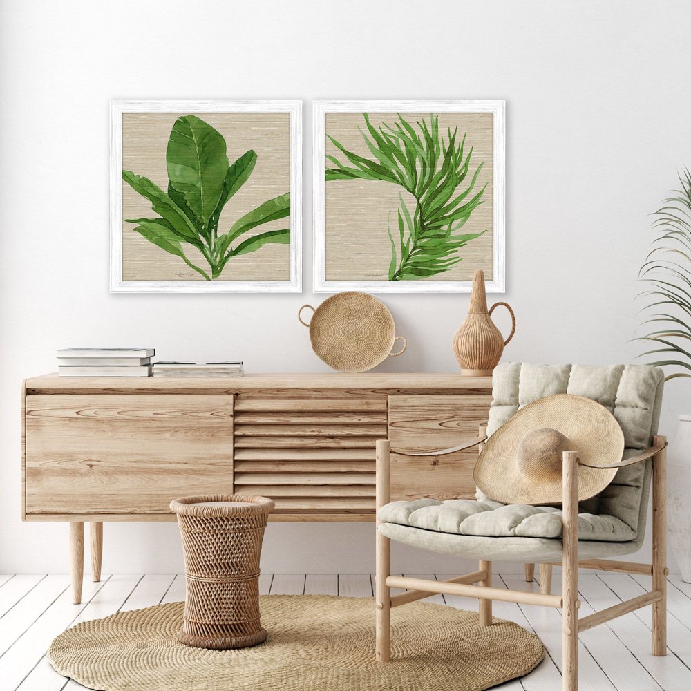 Set Of Two Palm Isle II Distressed White Framed Wall Art HomeRoots