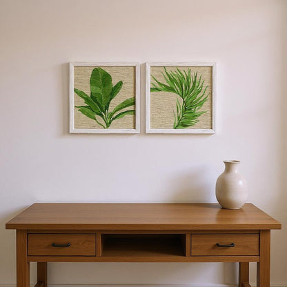 Set Of Two Palm Isle II Distressed White Framed Wall Art