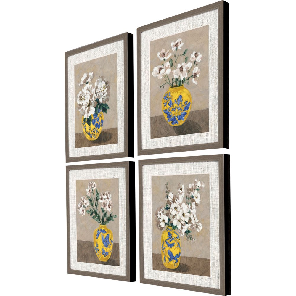 Set Of Four Decorative Bouquet Brown Framed Wall Art HomeRoots