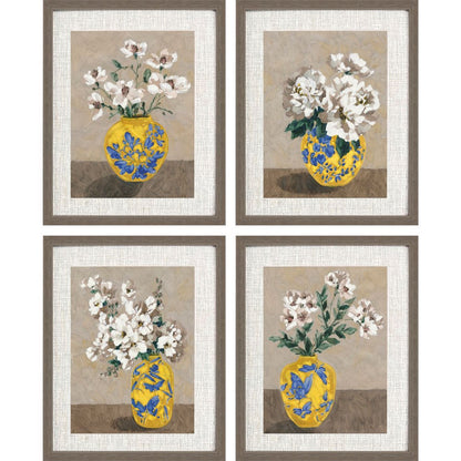Set Of Four Decorative Bouquet Brown Framed Wall Art HomeRoots