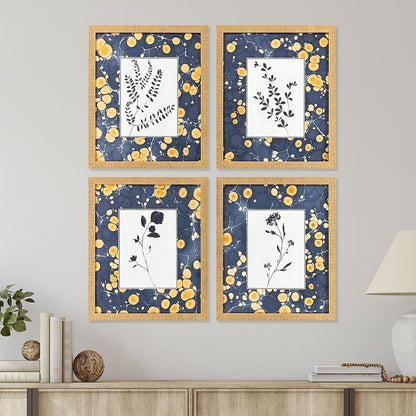 Set Of Four Simple Nature Distressed Gold Framed Wall Art HomeRoots