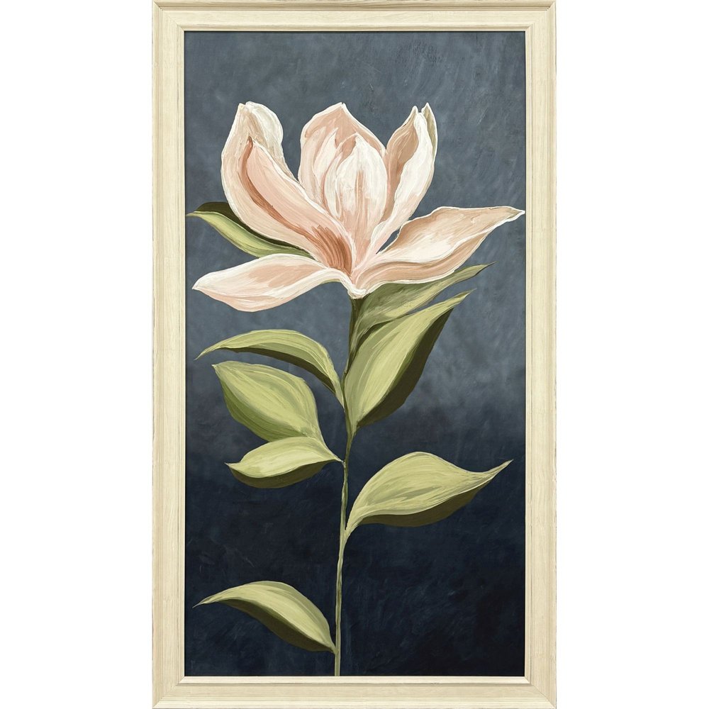 Pink Magnolia Flora I Distressed White Framed Wall Art HomeRoots