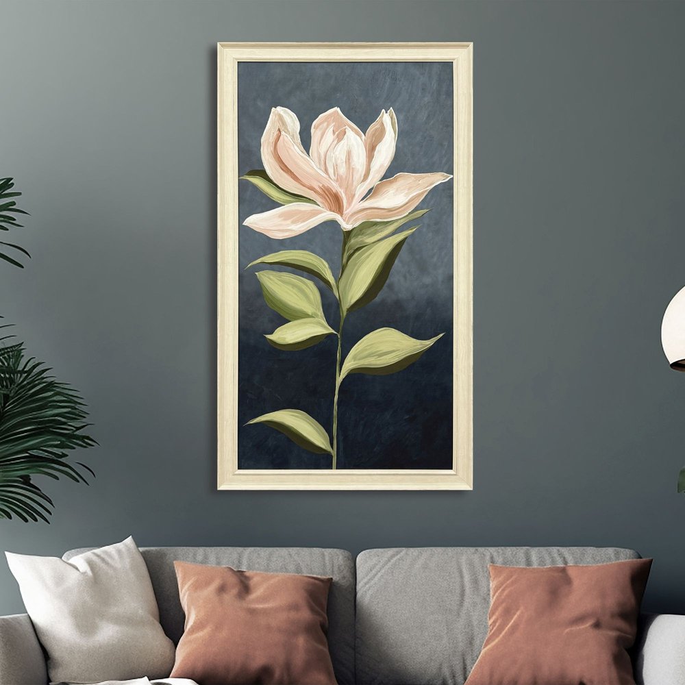 Pink Magnolia Flora I Distressed White Framed Wall Art HomeRoots