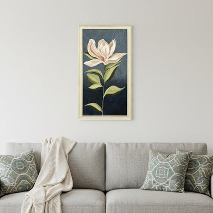 Pink Magnolia Flora I Distressed White Framed Wall Art HomeRoots