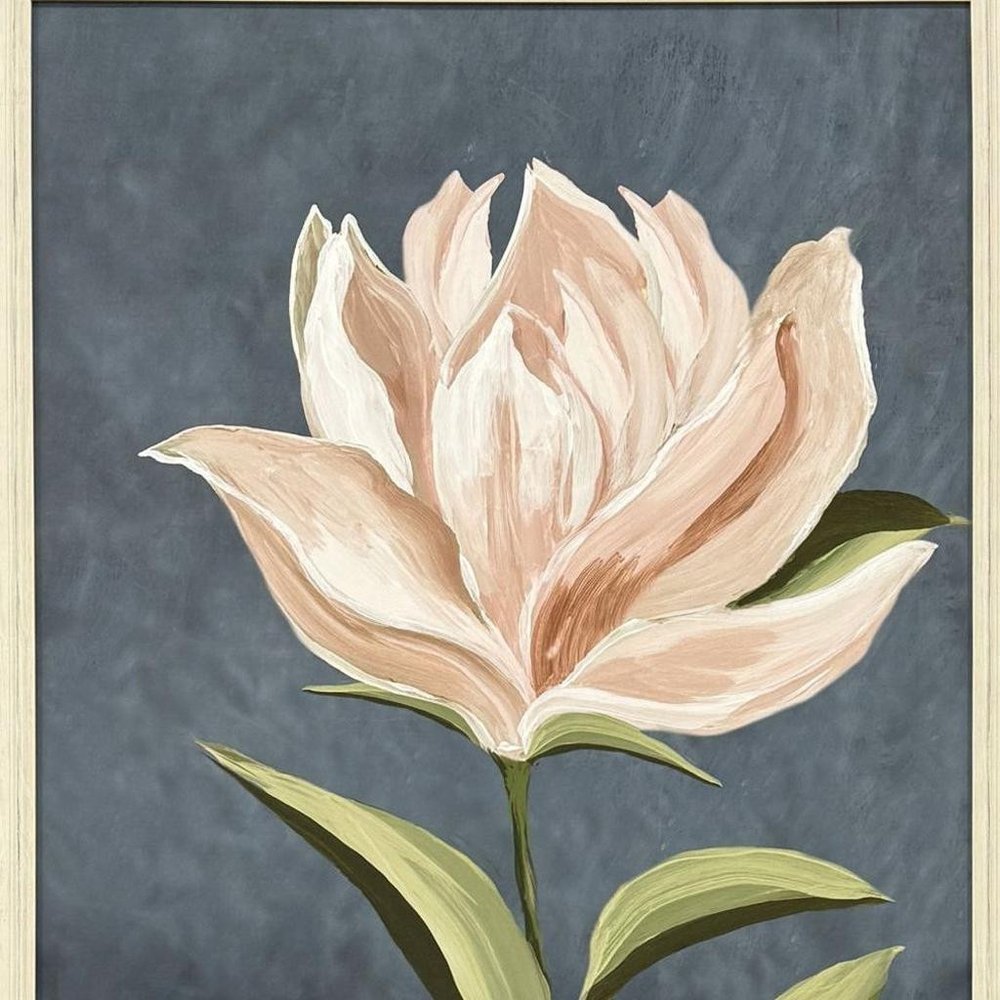 Pink Magnolia Flora II Distressed White Framed Wall Art HomeRoots