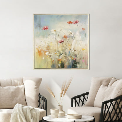 Blooms in the Meadow I Distressed White Floater Frame Wall Art HomeRoots