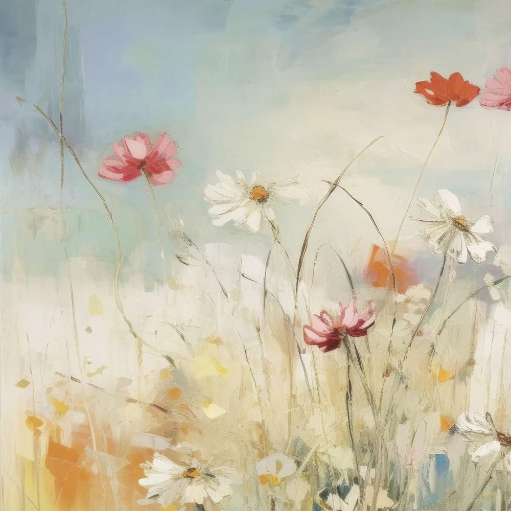 Blooms in the Meadow I Distressed White Floater Frame Wall Art HomeRoots
