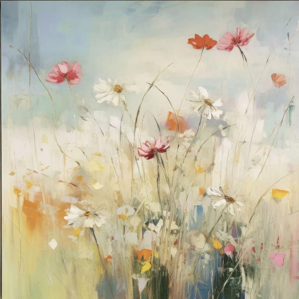 Blooms in the Meadow I Distressed White Floater Frame Wall Art HomeRoots