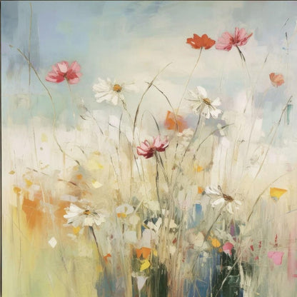 Blooms in the Meadow I Distressed White Floater Frame Wall Art HomeRoots