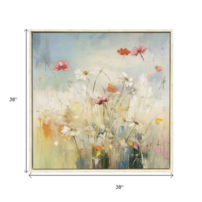 Blooms in the Meadow I Distressed White Floater Frame Wall Art HomeRoots