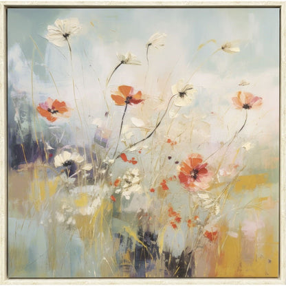 Blooms in the Meadow II Distressed White Floater Frame Wall Art HomeRoots