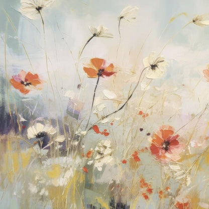 Blooms in the Meadow II Distressed White Floater Frame Wall Art HomeRoots