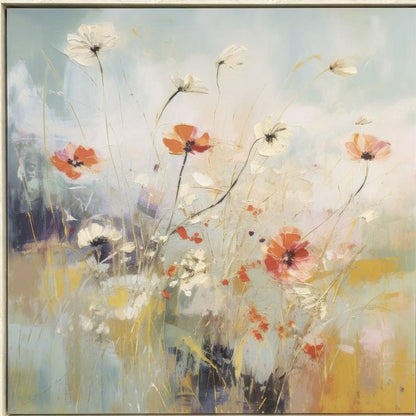 Blooms in the Meadow II Distressed White Floater Frame Wall Art HomeRoots