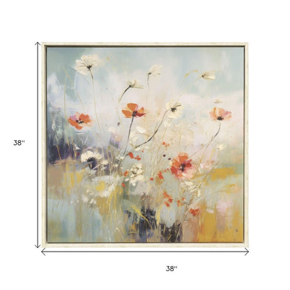 Blooms in the Meadow II Distressed White Floater Frame Wall Art HomeRoots