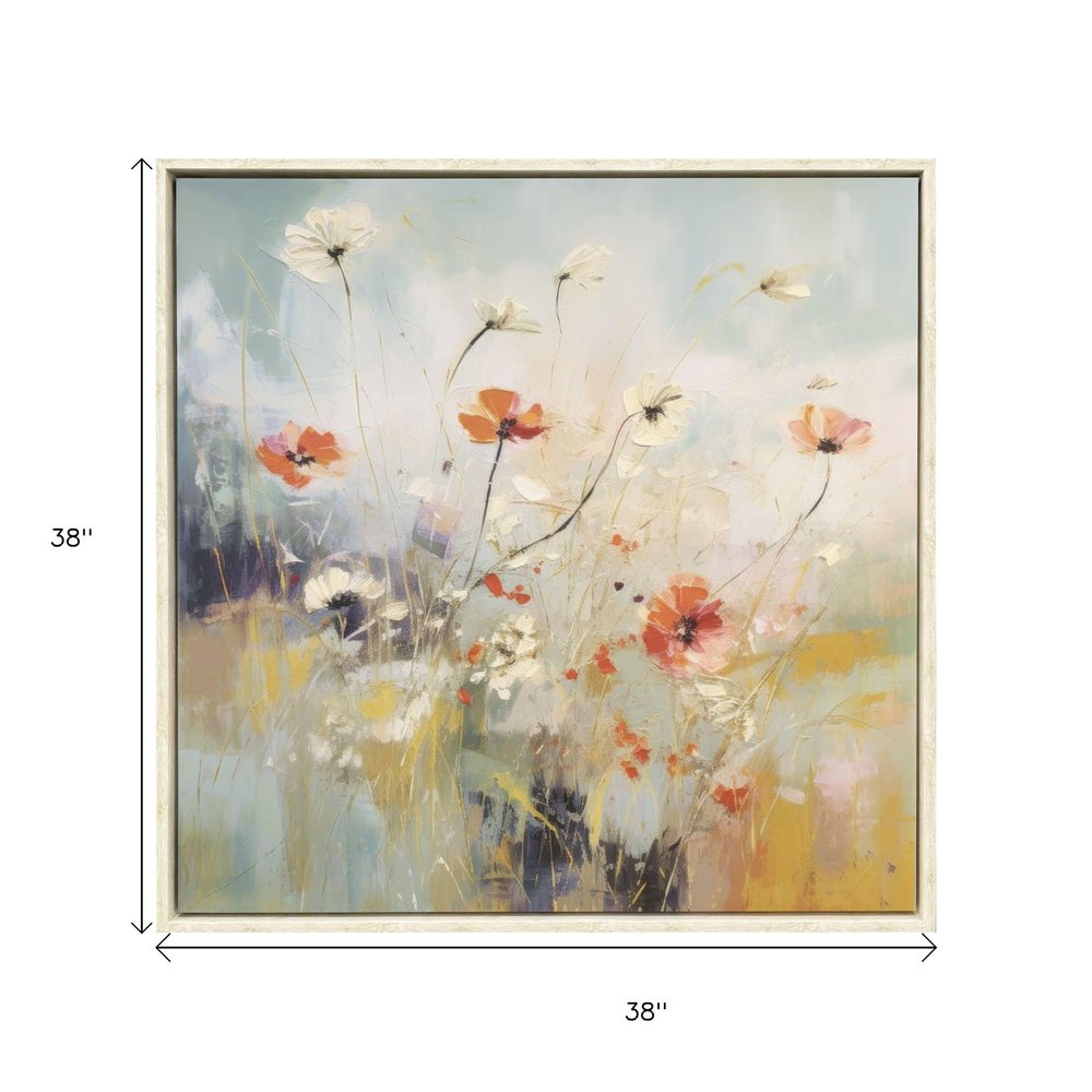 Blooms in the Meadow II Distressed White Floater Frame Wall Art HomeRoots