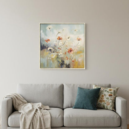 Blooms in the Meadow II Distressed White Floater Frame Wall Art HomeRoots