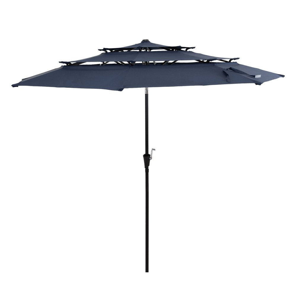 10' Dark Blue Polyester Octagonal Tilt Lighted Market Patio Umbrella — view 7