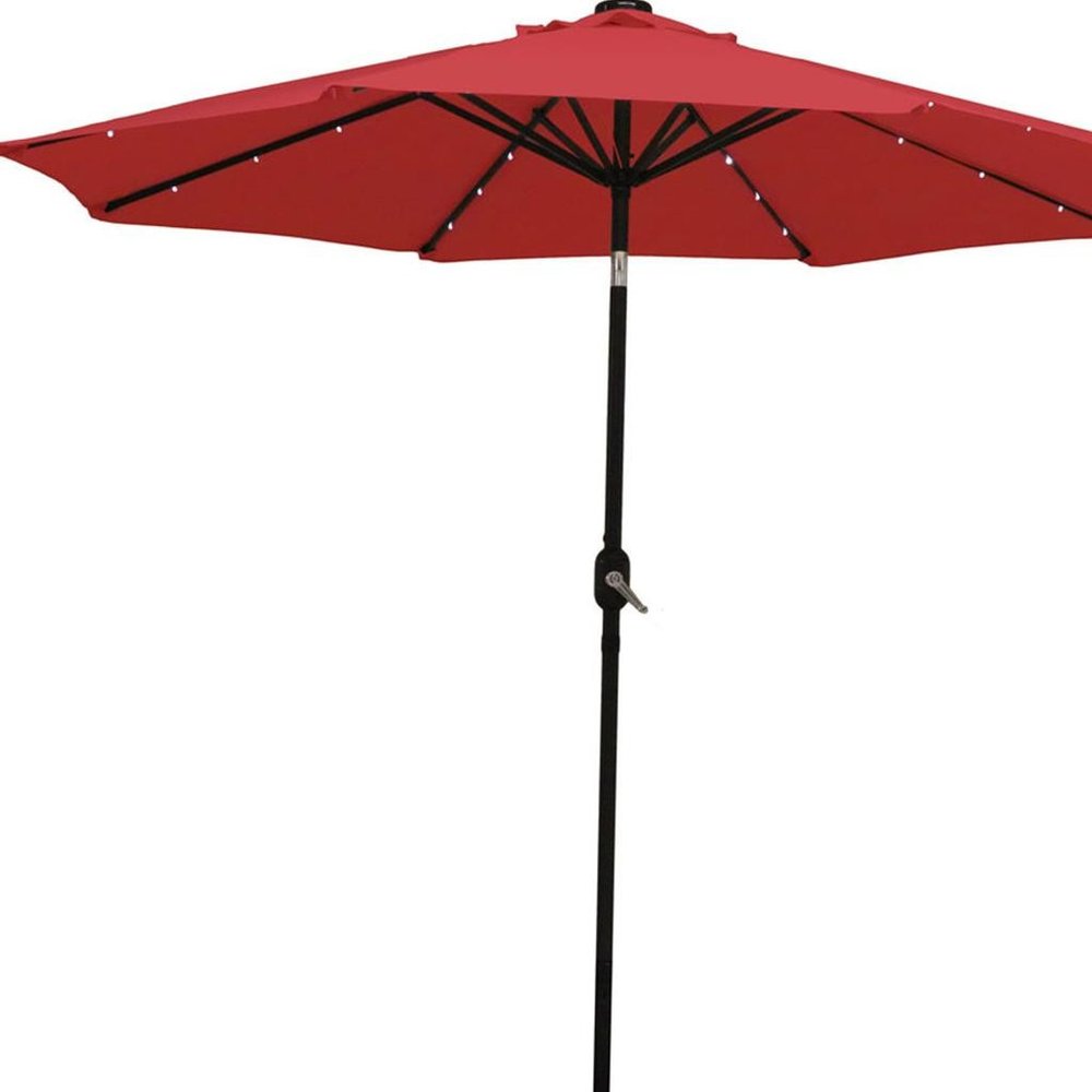 9' Red Polyester Octagonal Tilt Lighted Market Patio Umbrella — view 7