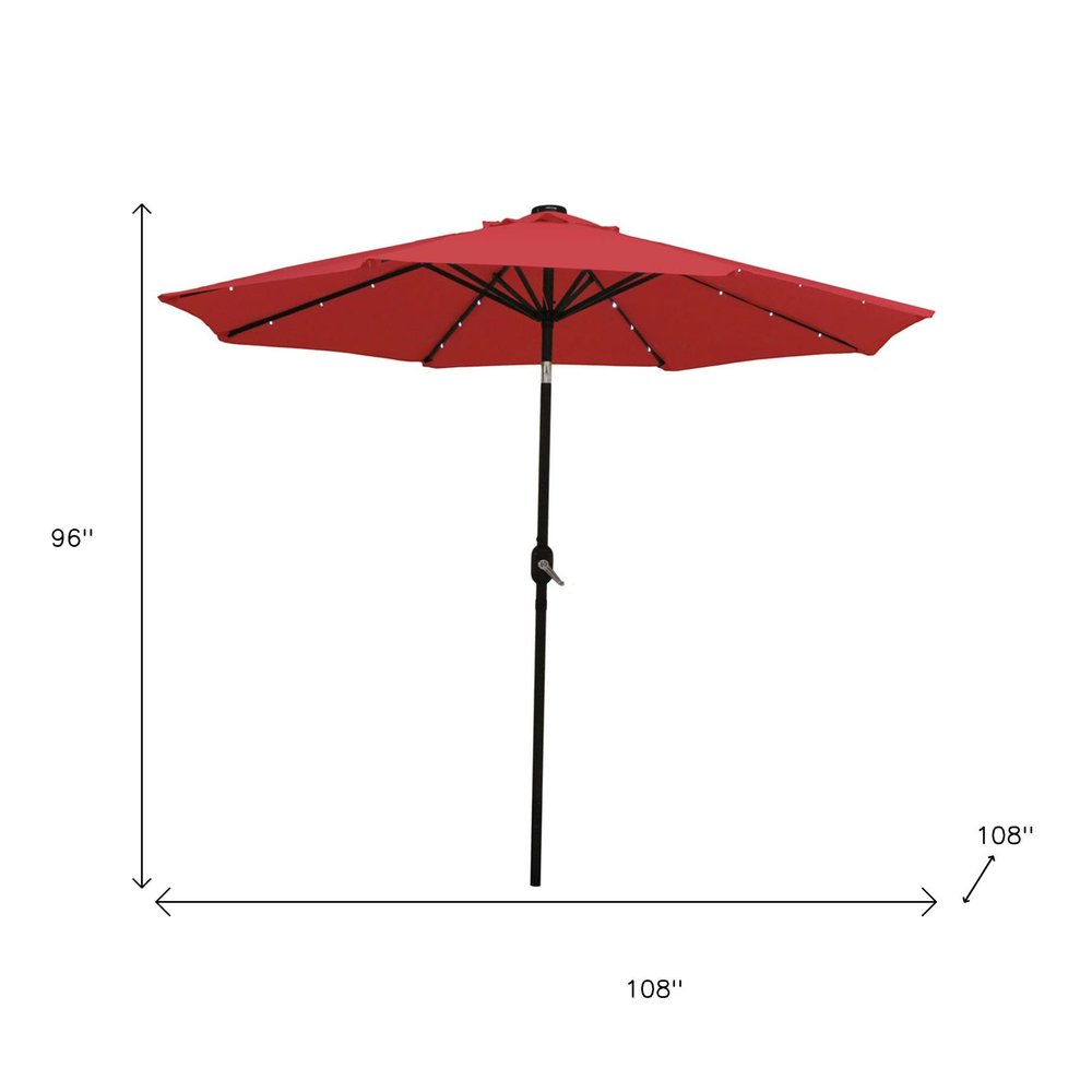 9' Red Polyester Octagonal Tilt Lighted Market Patio Umbrella — view 8